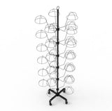 FixtureDisplays 6-Tier Hat Display Rack Free Standing Headwear Wig Rack Metal Floor Rack for Caps, Fits 30 Hats, 22" X 22" X 66" 18164-BLACK