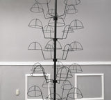 FixtureDisplays 6-Tier Hat Display Rack Free Standing Headwear Wig Rack Metal Floor Rack for Caps, Fits 30 Hats, 22" X 22" X 66" 18164-BLACK