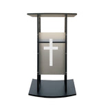 Truss Podium Metal Pulpit Church Podium Conference Pulpit Event Lectern Cup Hold with Cross Decor 18353+1803-CROSS