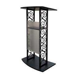 FixtureDisplays® Truss Podium Metal Wood Pulpit Church Podium Conference Pulpit Event Lectern Cup Hold 18353