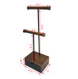 2 Tier Double T-Bar Necklace Bracelet Deluxe Jewelry Display Stand Wood Drawer Storage Bag Scarf