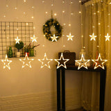 Twinkle Star 12 Stars 138 LED Curtain String Lights Warm white Window Curtain Lights with 8 Flashing