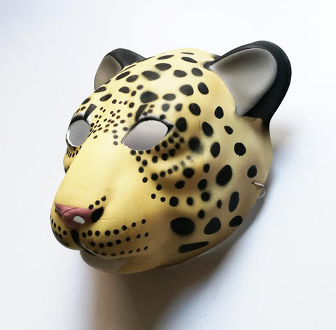 Used Cheetah PVC Mask Costume Accessory Child KidsAdult Jungle Animal Holloween 18502