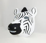 Used Zebra PVC Mask Costume Accessory Child KidsAdult Jungle Animal Holloween 18507
