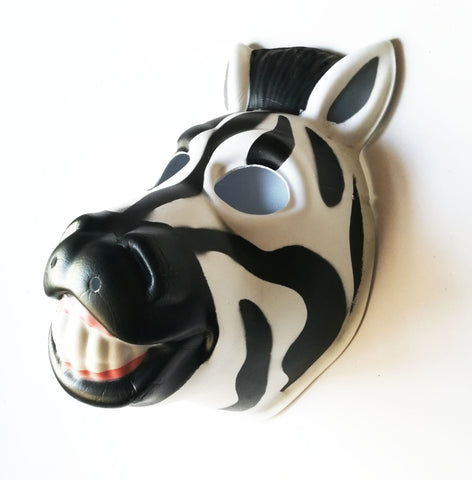Used Zebra PVC Mask Costume Accessory Child KidsAdult Jungle Animal Holloween 18510