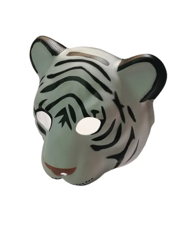 Used White Tiger PVC Mask Costume Accessory Child KidsAdult Animal Holloween 18513