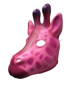 Used Pink Giraffe PVC Mask Costume Accessory Child KidsAdult Animal Holloween 18518