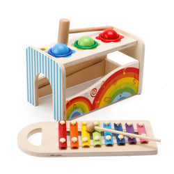 Pound & Tap Bench with Slide Out Xylophone Wooden Musical Pounding Toy