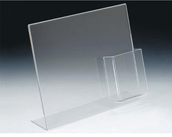 13 x 11 Acrylic Sign Holder with Pocket for 4 x 9 Brochures, Slant Back - Clear 19002