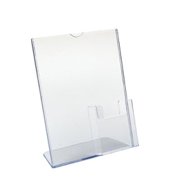 8.5 x 11" Acrylic Sign Holder with Pocket for 4 x 9 Brochures Slant Back Design 19013