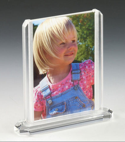 4 x 6 Acrylic Sign Holder for Tabletop Use, Double-sided, Top Insert - Clear 19017