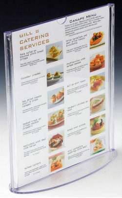 8.5 x 11 Sign Holder for Tabletop, T-style Table Tent with Oval Base - Clear 19028