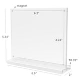 6" x 4"Inside Magnet Dims Acrylic Sign Holder with Magnets, Horizontal, T style   Clear 19035