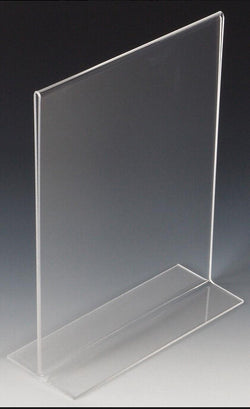 8.5 x 11 Acrylic Sign Holder for Tabletops, Bottom Insert, T-style - Clear 19050
