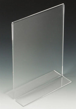 8.5 x 11 Acrylic Sign Holder for Tabletops, Bottom Insert, T-style - Clear 19051