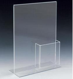 8.5 x 11 Acrylic Sign Holder with Pocket for 4 x 9 Brochures, T-style - Clear 19052