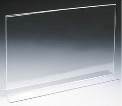 17 x 11 Acrylic Sign Holder for Tabletops, Horizontal, Bottom Insert, T-style - Clear 19059