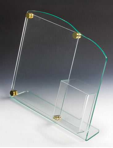 8.5 x 11 Acrylic Sign Holder w/ Pocket for 4 x 9 Brochures, Standoff Hardware - Clear 19095