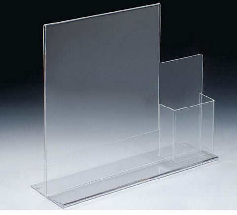 11 x 14 Acrylic Sign Holder with Pocket for 4 x 9 Brochures, T-style - Clear 19097