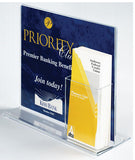 13 x 11 Acrylic Sign Holder for Tabletop, Pocket for 4 x9 Brochures, T-style - Clear 19100