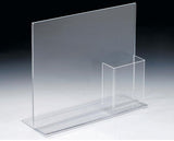13 x 11 Acrylic Sign Holder for Tabletop, Pocket for 4 x9 Brochures, T-style - Clear 19100