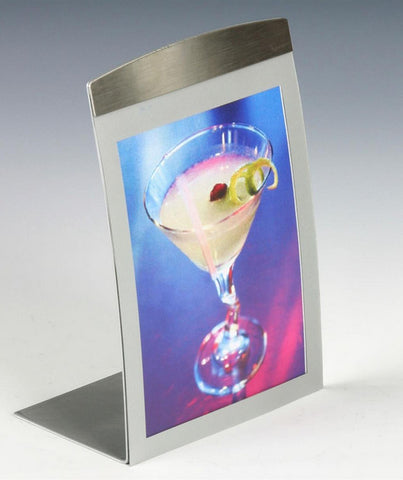 4 x 6 Sign Holder for Tabletop, with Magnetic Lens, Curved - Silver 19121