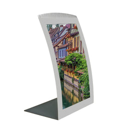 8.5X11 Sign Holder Picture Frame for Tabletop Magnetic Lens, Curved - Silver 19124
