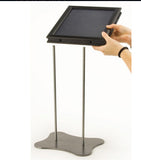 8.5 x 11 Sign Holder with Pedestal Base, Double-sided, Snap Open - Black 19135