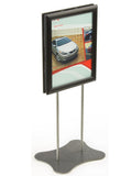 8.5 x 11 Sign Holder with Pedestal Base, Double-sided, Snap Open - Black 19135