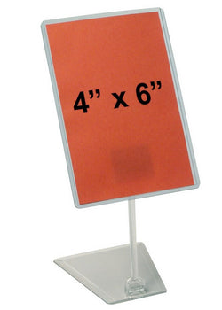 4 x 6 Sign Holder for Tabletops, Shovel Base, 3 Height Options - Clear 19144