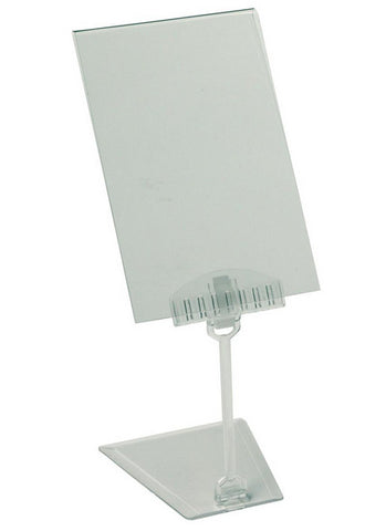 4 x 6 Sign Holder for Tabletops, Shovel Base, Pivot Points, 3 Height Options - Clear 19145