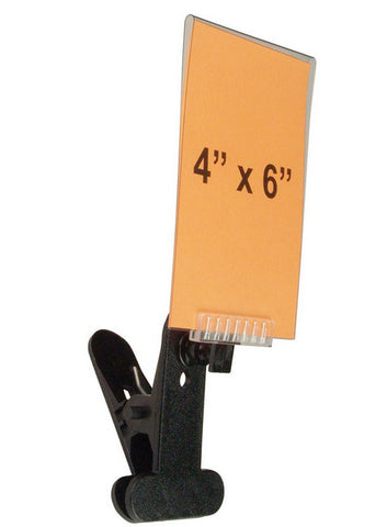 4 x 6 Clip on Sign Holder with Sign Sleeve, Rotating Joint, Fits 1-3/16 Edges - Black 19158