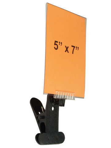 5 x 7 Clip on Sign Holder with Sign Sleeve, Rotating Joint, Fits 1-3/16 Edges - Black 19159
