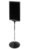 7 x 11 Sign Holder for Tabletops, Round Stepped Base, 2 Display Options - Black 19167