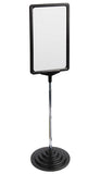 7 x 11 Sign Holder for Tabletops, Round Stepped Base, 2 Display Options - Black 19167