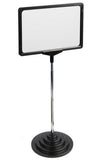 11 x 7 Sign Holder for Tabletops, Round Stepped Base, 2 Display Options - Black 19168