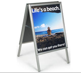 22 x 28 Sidewalk Sign for Posters, Includes White Wet Erase Surface, 2 Sided - Silver 19201