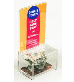 5.3 x 10.8 x 3.1 Acrylic Ballot Box w/ 5 x 7 Header Lock   Clear 19217