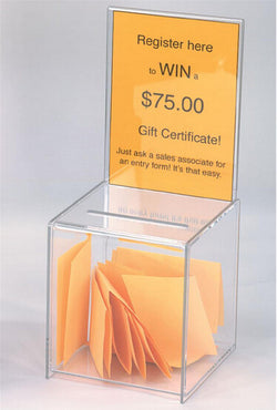 5.3 x 13.0 x 5.5 Acrylic Ballot Box with 5 x 7 Header Pen   Clear 19219