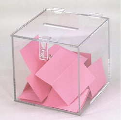 7.5 x 7.8 x 7.5 Acrylic Ballot Box Security Pen   Clear 19226