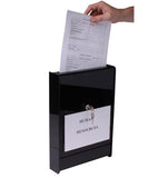 10.5" x 15.0" x 2.5" Acrylic Ballot Box for Wall Mount Use, 8.5 x 5.5 Sign Holder, Locking - Black 19227