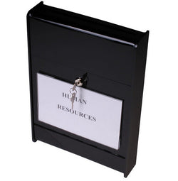 10.5" x 15.0" x 2.5" Acrylic Ballot Box for Wall Mount Use, 8.5 x 5.5 Sign Holder, Locking - Black 19227