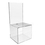 Acrylic Ballot Box w/ 11 x 8.5 Header and Lock - Clear 19237