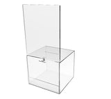Acrylic Ballot Box w/ 11 x 8.5 Header and Lock - Clear 19237