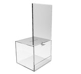 Acrylic Ballot Box w/ 11 x 8.5 Header and Lock - Clear 19237