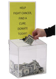9.5" x 21.0" x 6.5" Acrylic Ballot Box w/ 9 x 11 Header   Lock, Wall Mount or Countertop - Clear 19238