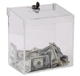 9.5" x 21.0" x 6.5" Acrylic Ballot Box w/ 9 x 11 Header   Lock, Wall Mount or Countertop - Clear 19238