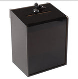 9.5" x 21.0" x 6.0" Acrylic Ballot Box w/ 9 x 11 Header   Lock, Wall Mount or Countertop - Black 19239
