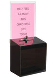9.5" x 21.0" x 6.0" Acrylic Ballot Box w/ 9 x 11 Header   Lock, Wall Mount or Countertop - Black 19239