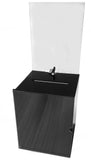 10.0" x 22.0" x 9.0" Acrylic Ballot Box w/Lock, 8.5 x 11 Header, Sign Holder Side Pocket-Black 19242